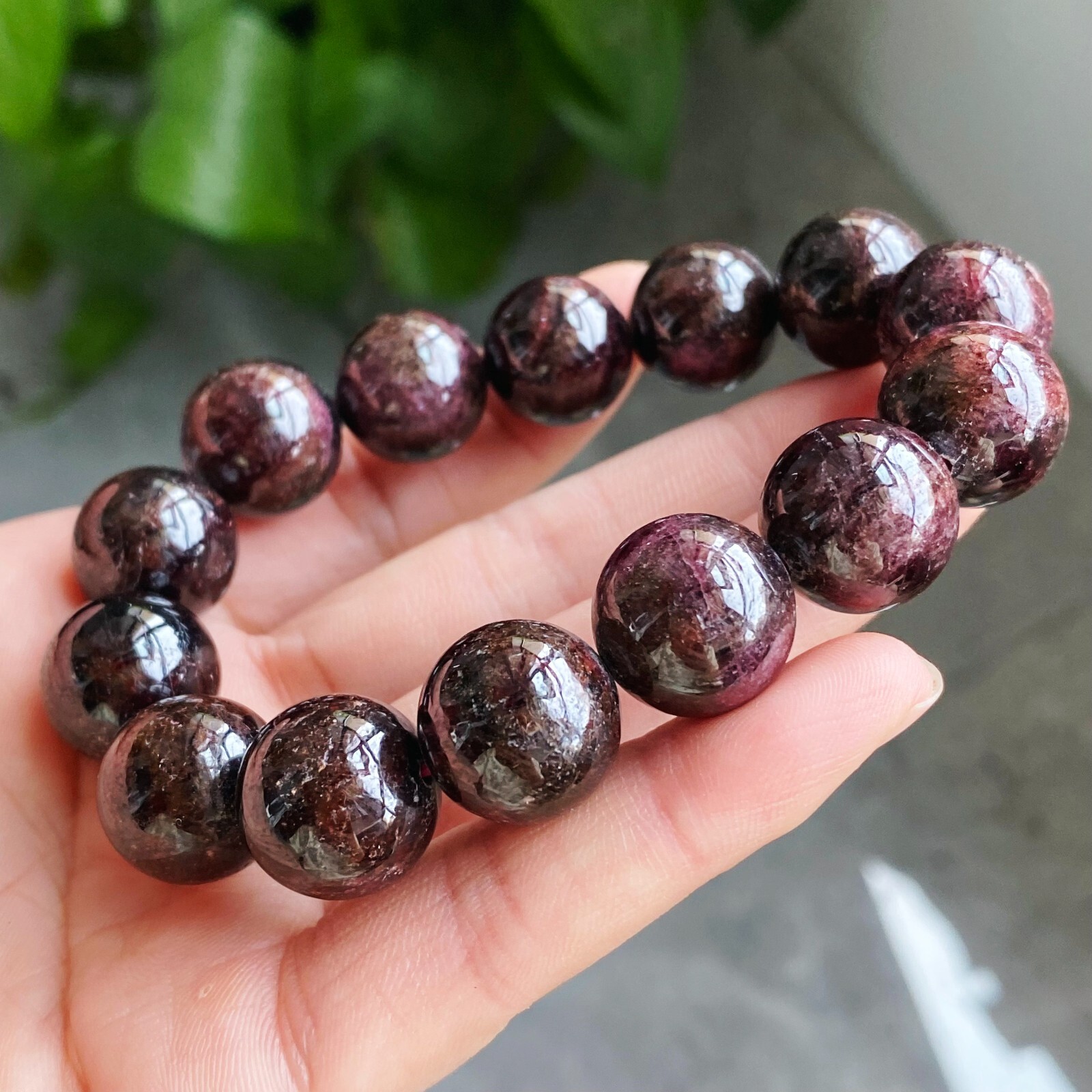 15.2mm Natural Red Garnet Crystal Beads Bracelet AAAA 1765