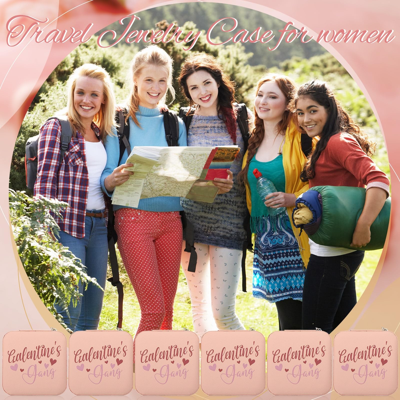 6 Pcs Girls Trip Gifts Favors Jewelry Organizer with Pattern Birthday Gifts f…