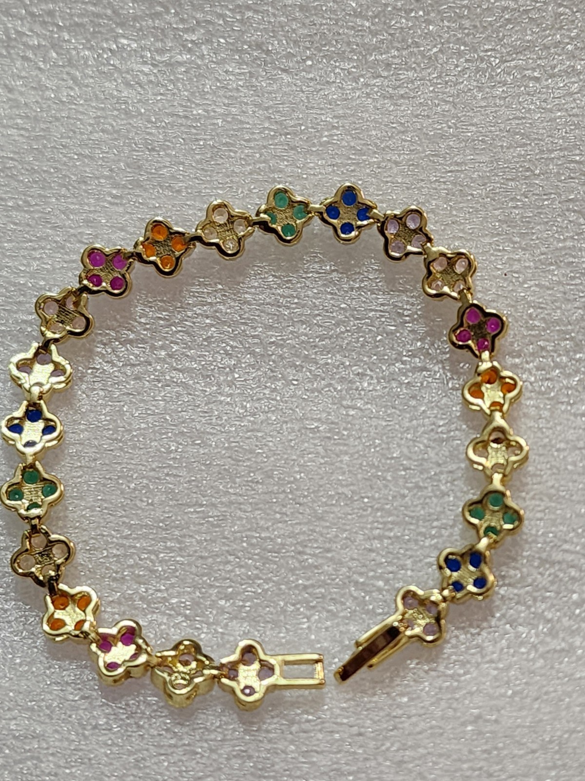 Clover Multi-Color Faux Gemstones Exclusive Gold Bracelet for all Ages