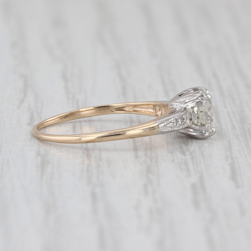 Vintage GIA 0.80ctw Diamond Engagement Ring 14k Gold Palladium Size 6-6.25