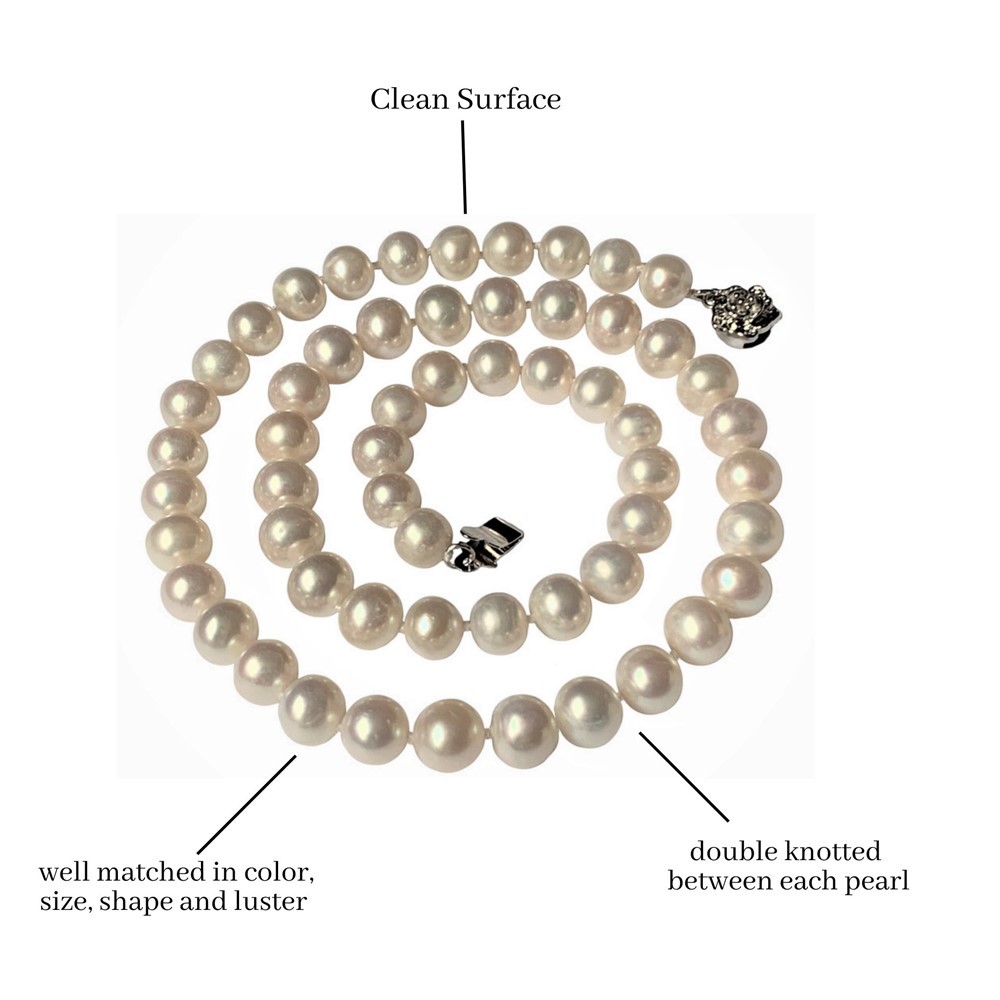 Long 24 Inch Genuine 7-8mm White Pearl Necklace Cultured Freshwater