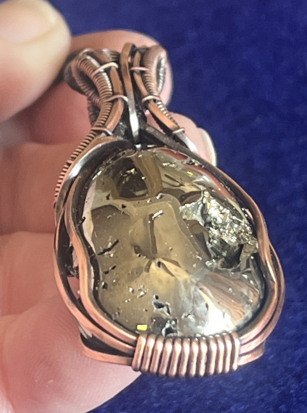 Pyrite (fool’s Gold) ~ Handmade copper wire wrapped pendant 4c