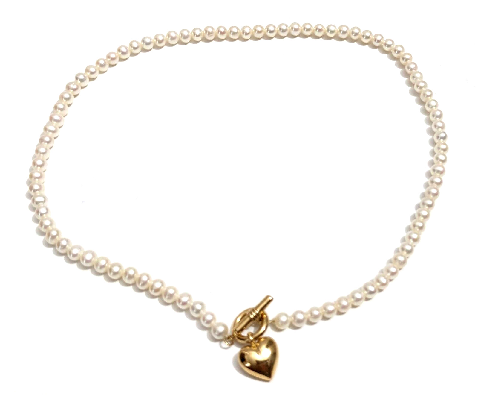 Peter Brams Design 14K Gold Heart~Charm~Cultured Pearls 18″ Necklace~20.1 Grams