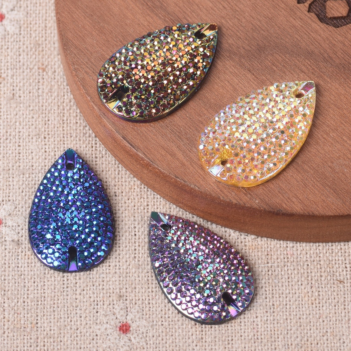 20pcs 17x28mm Resin Teardrop 2 Holes Sew On Rhinestones Flatback Crystal Beads