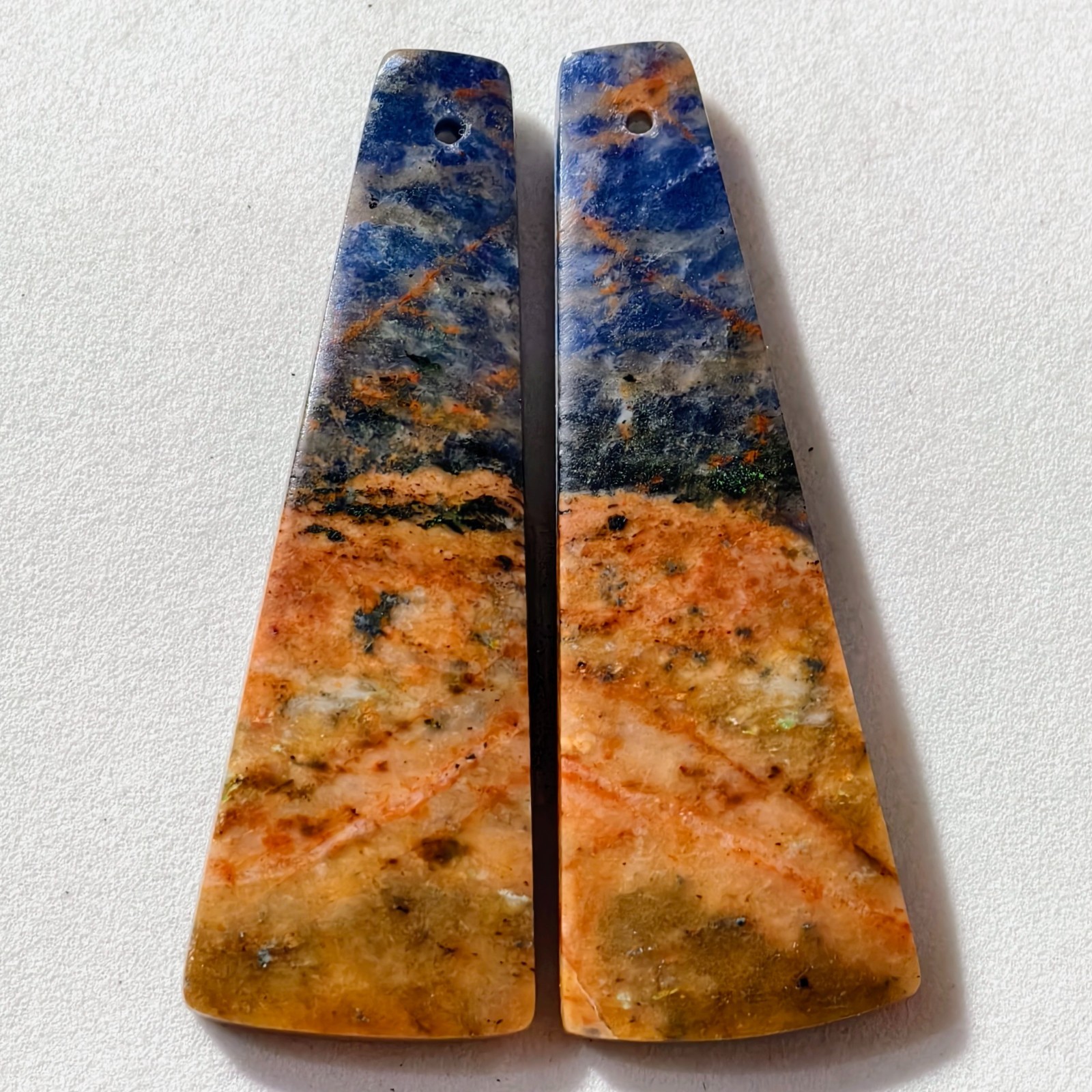 42 Cts Natural Sodalite Drilled Match Pair Cabochon Gemstone 43.3 X 15.2 MM