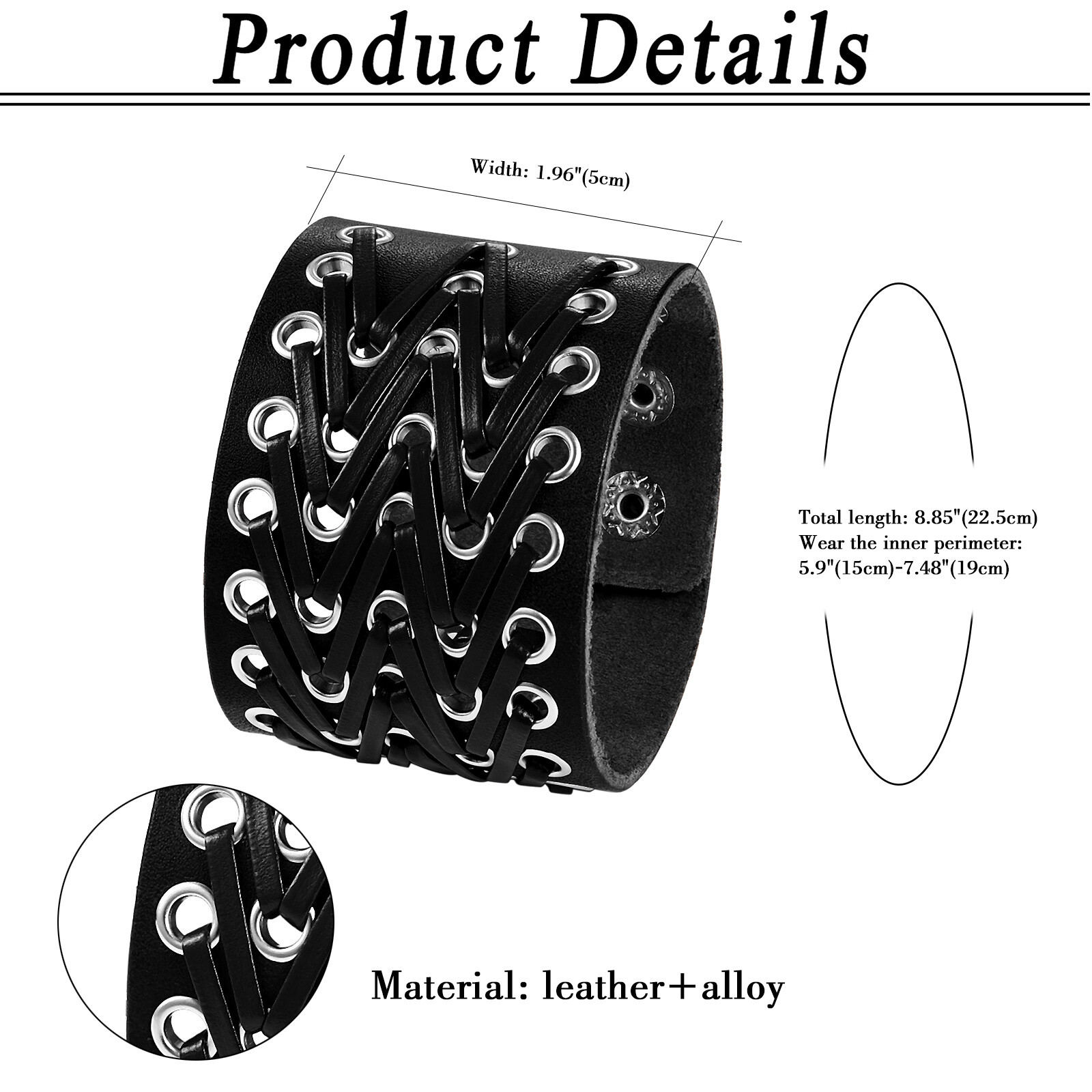 Mens Punk Wide Braided PU Leather Bangle Wrap Bracelet Adjustable Cuff Wristband