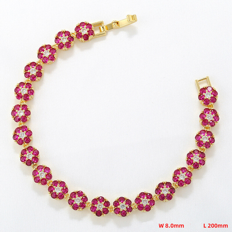 Charm Colorful Flower Tennis Chain Necklace Bracelet Jewelry Women Girl Choker