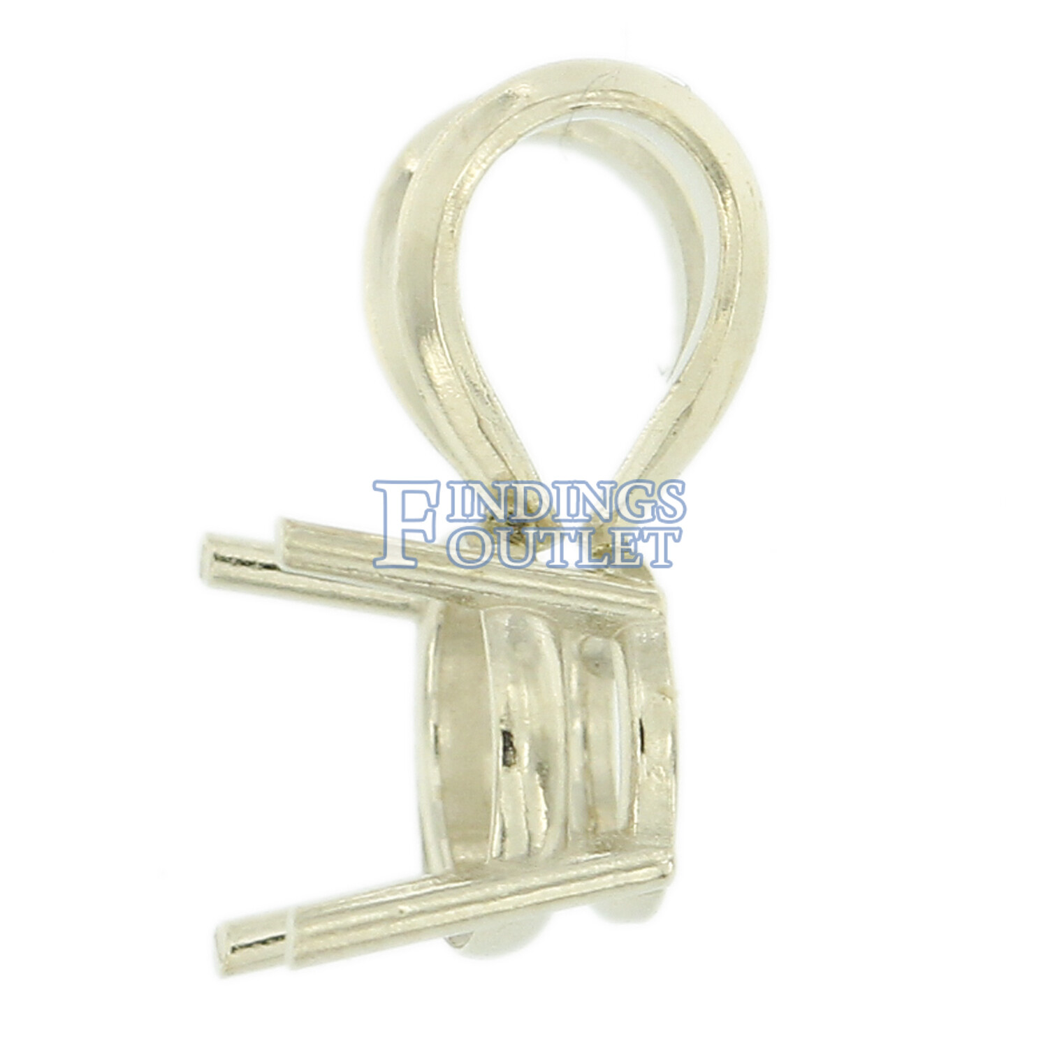 14K White Gold Round Pendant Setting Rabbit Ear Bail Mounting 0.05ct – 5.00ct