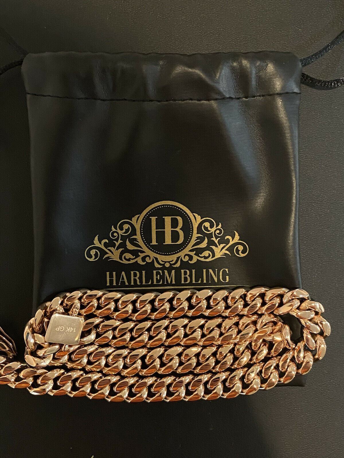 10mm Mens Miami Cuban Link Choker 14k Rose Plated Stainless Steel Chain Hip-Hop