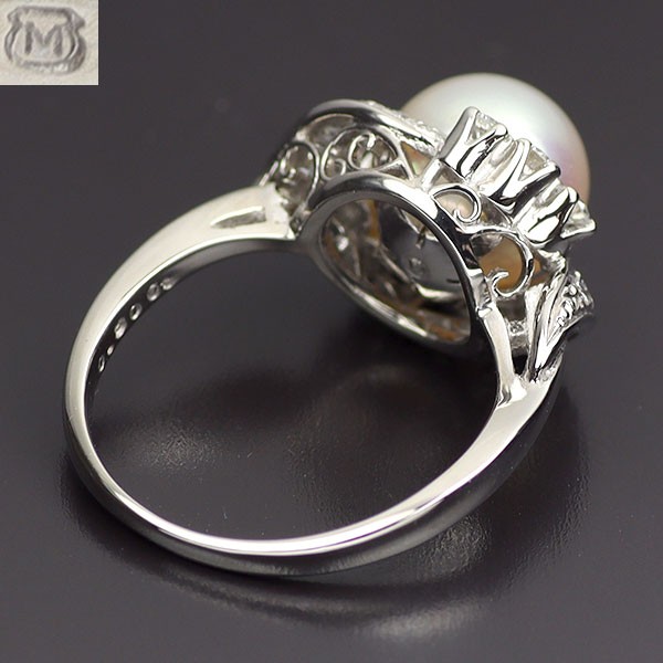 Mikimoto Pt900 Akoya Pearl Diamond Ring Diameter Approximately 8.4 mm D0.30ct –