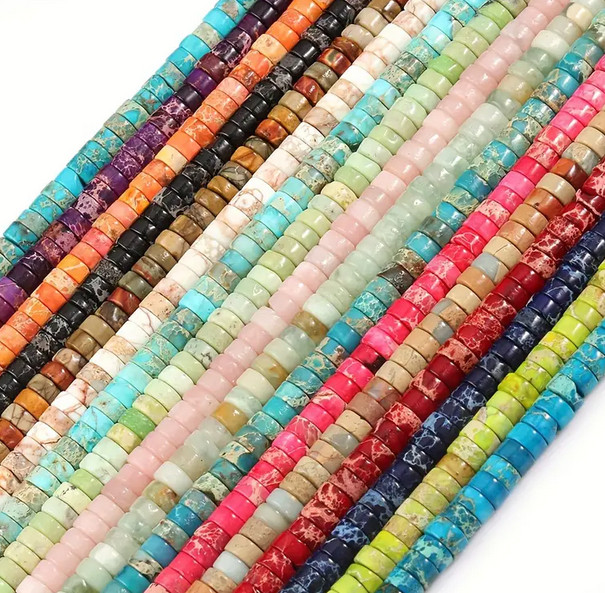 4-5mm Heishi Beads 15.5″ Strand – 5 Strands of Assorted Natural Gemstones 👋🤩