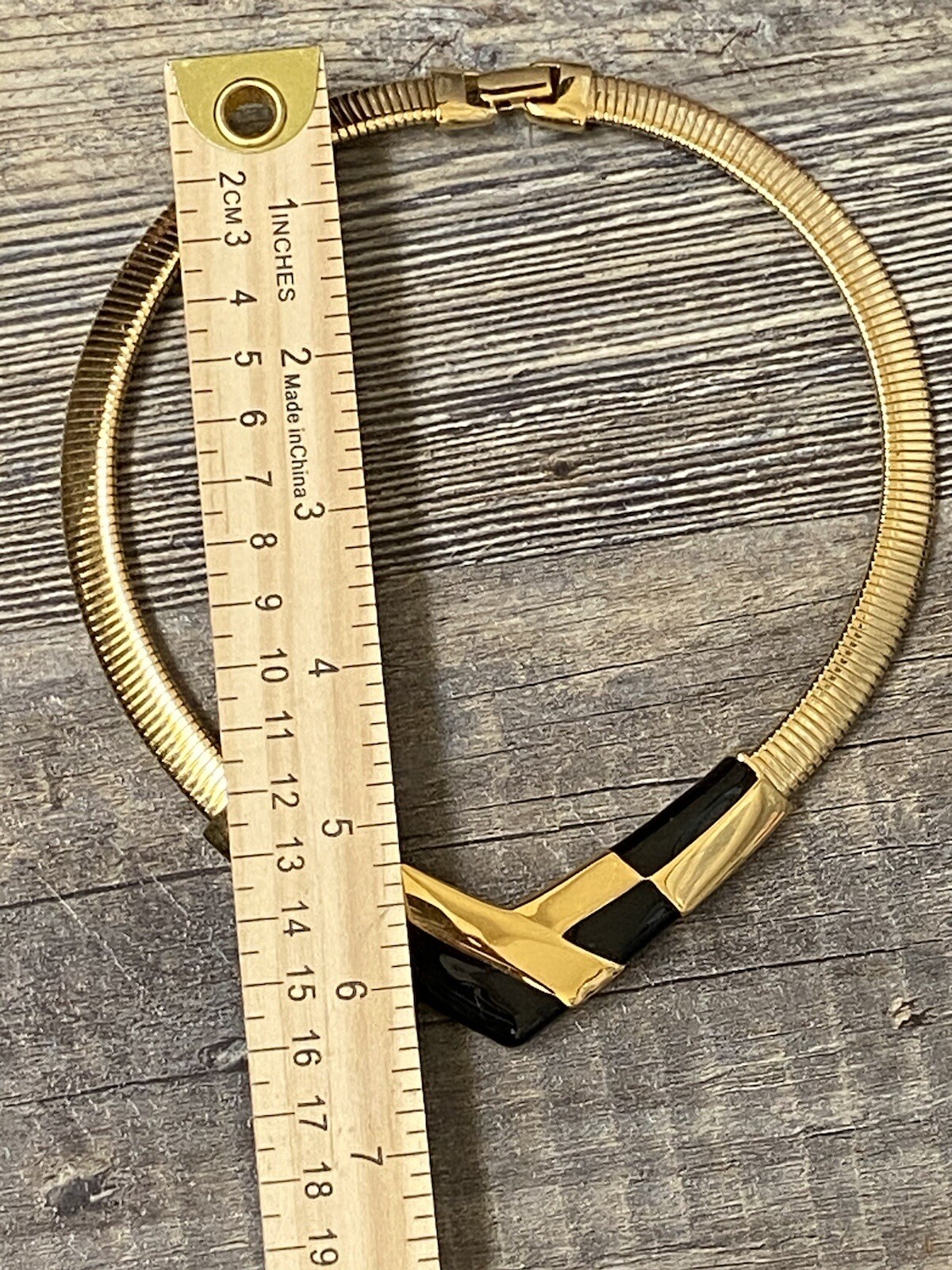 Vintage NAPIER Chunky 80s Black & Gold Tone Necklace Red Version is a BOOK PIECE
