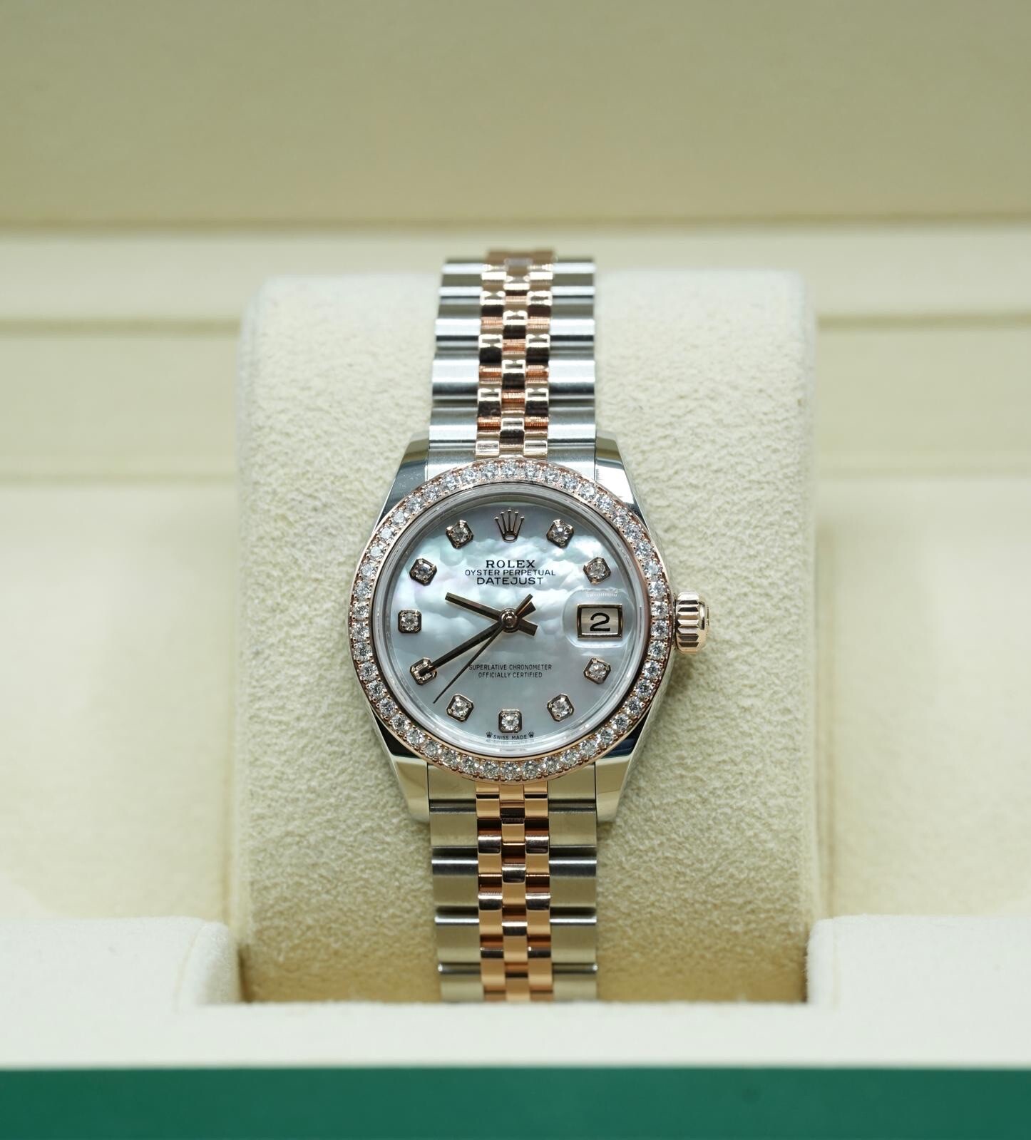 Rolex Steel & Rose Gold Datejust 28mm 279381RBR Factory White ‘MOP’ Diamond Dial