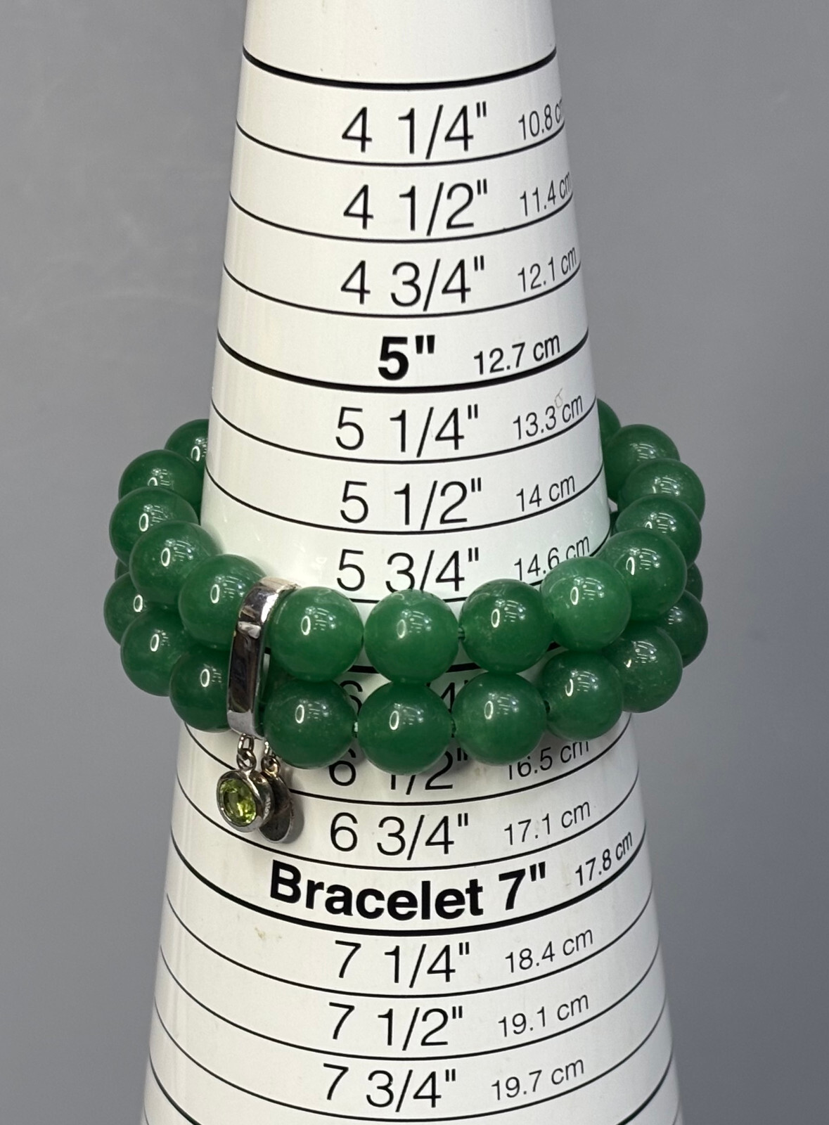 Sterling Silver .925 Aventurine Stone Dual Beaded Stretch Bracelet-Heavy-54g