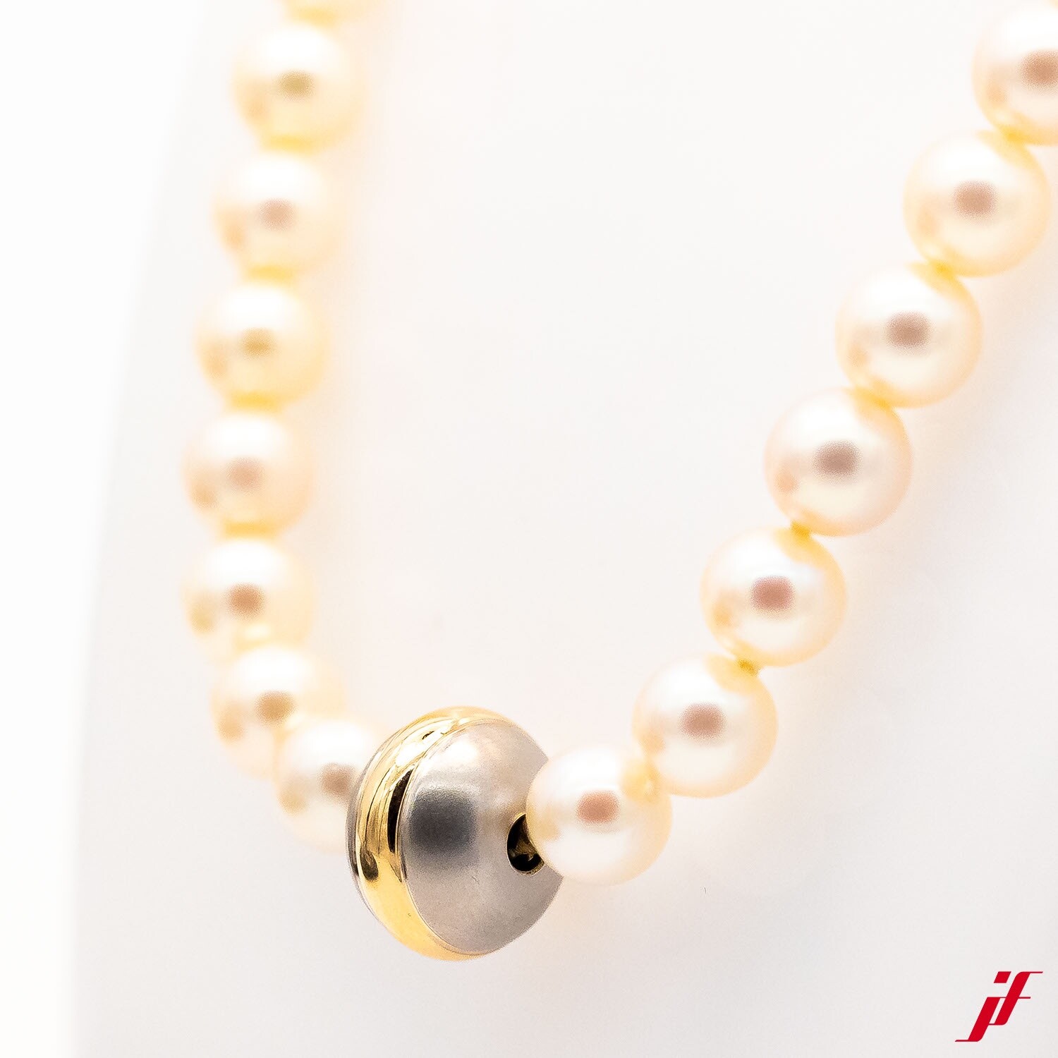 Pearl necklace 750/18C yellow gold 950 platinum without stone 42 cm-value €3800