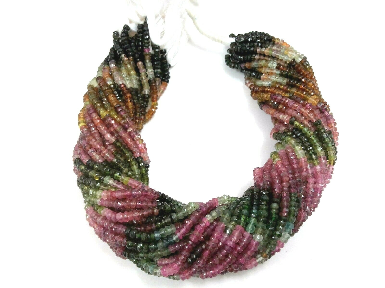 10 Strand Multi Tourmaline Rondelle Faceted 4.5-5mm Gemstone Loose Beads 12″inch