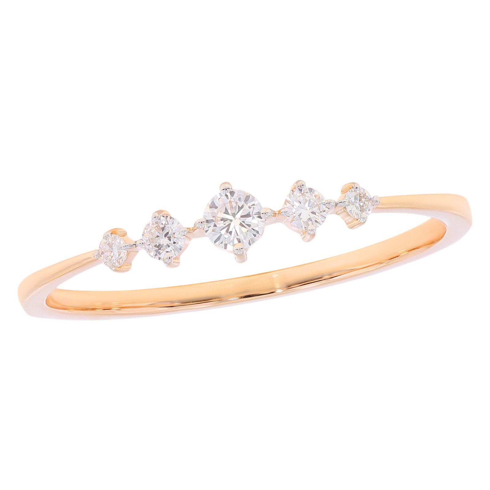Ananta Jewels 0.15Ct Lab Grown Diamond 5 Stone Wedding Ring in 925 Silver Women