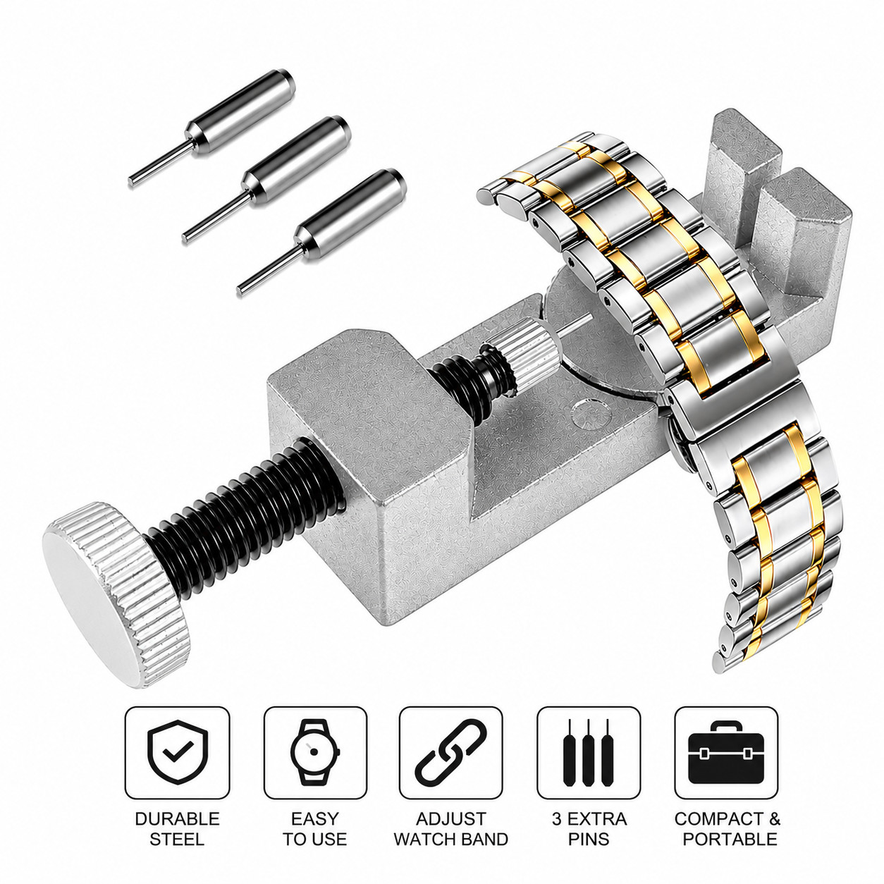 Metal Adjustable Watch Band Strap Bracelet Link Pin Remover Repair Tool Kit US