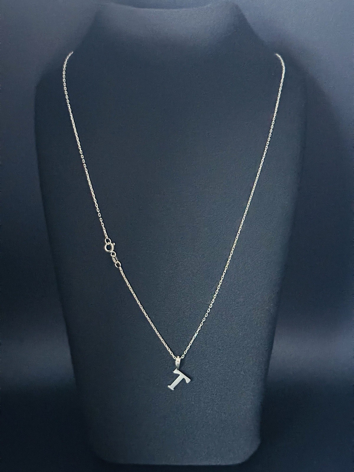 14K Solid Gold T Initial Necklace 1.95g 585 Yellow Gold Letter Pendant Chain
