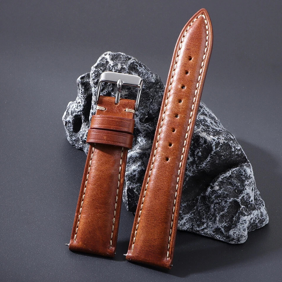 18mm 19mm 20mm 21mm 22mm Men’s Genuine Leather Watch Strap Band Quick Release
