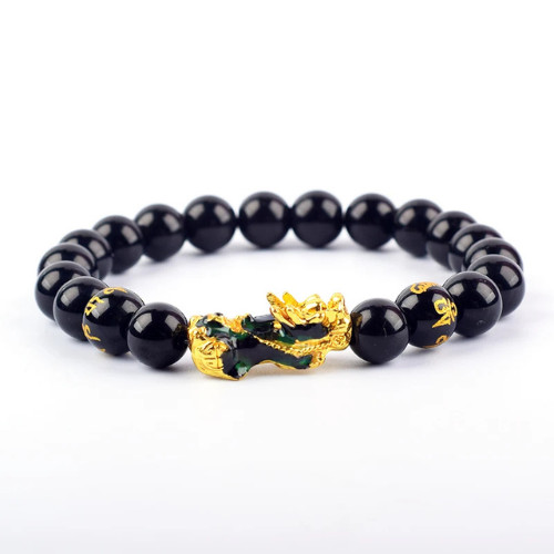 Feng Shui Obsidian Stone Beads Bracelet Men Women Wristband