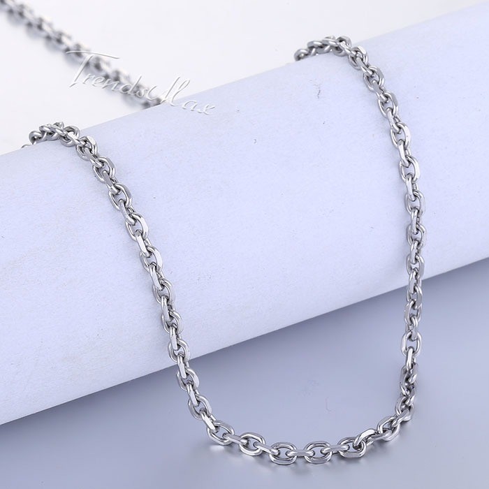 USA Stock 4mm Cable Rolo Link Stainless Steel Mens Boys Chain Necklace 20-28″