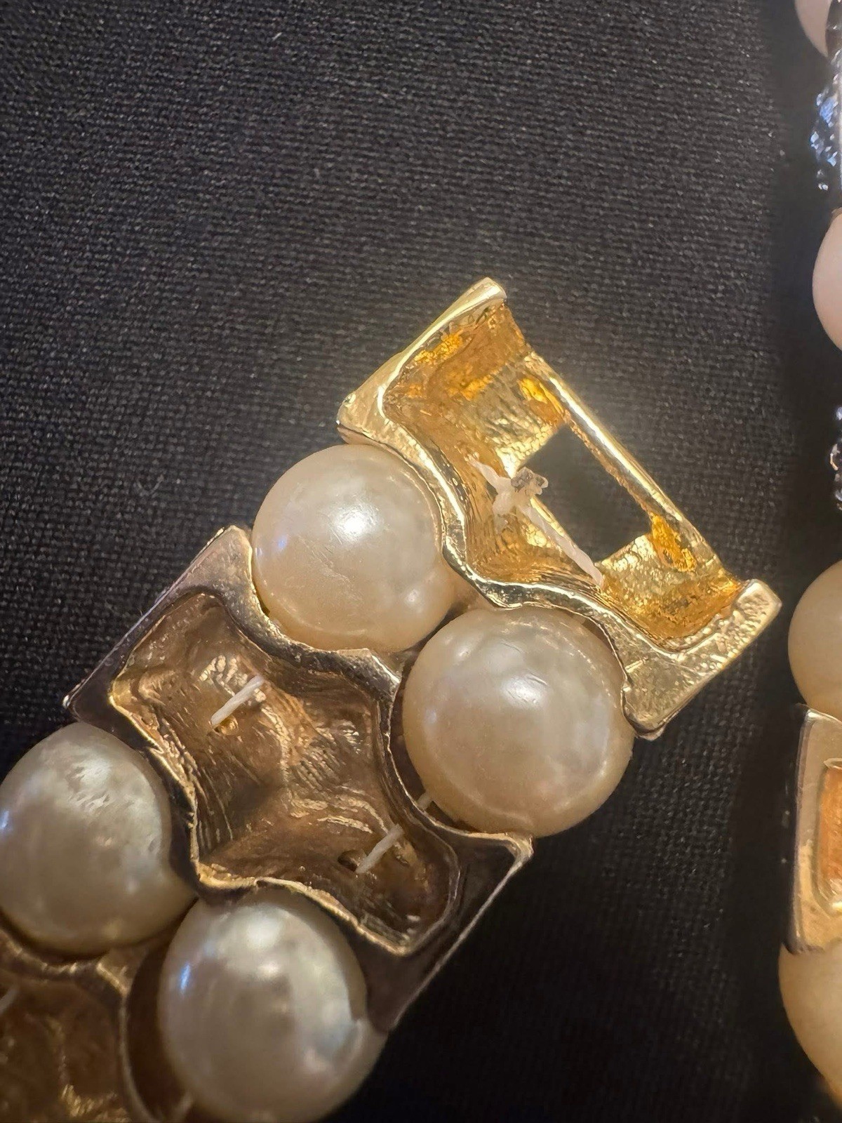 Stunning VNTG Landau Gold tone Pearl/Crystal Choker Necklace & Matching Bracelet