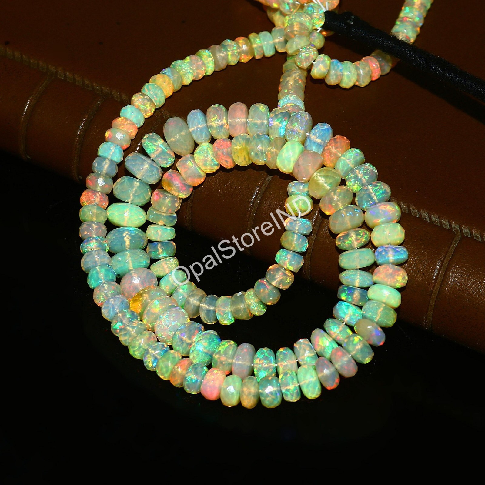 8-13 mm Natural Ethiopian Fire Opal Beads Faceted roundell beads Gemstone 551