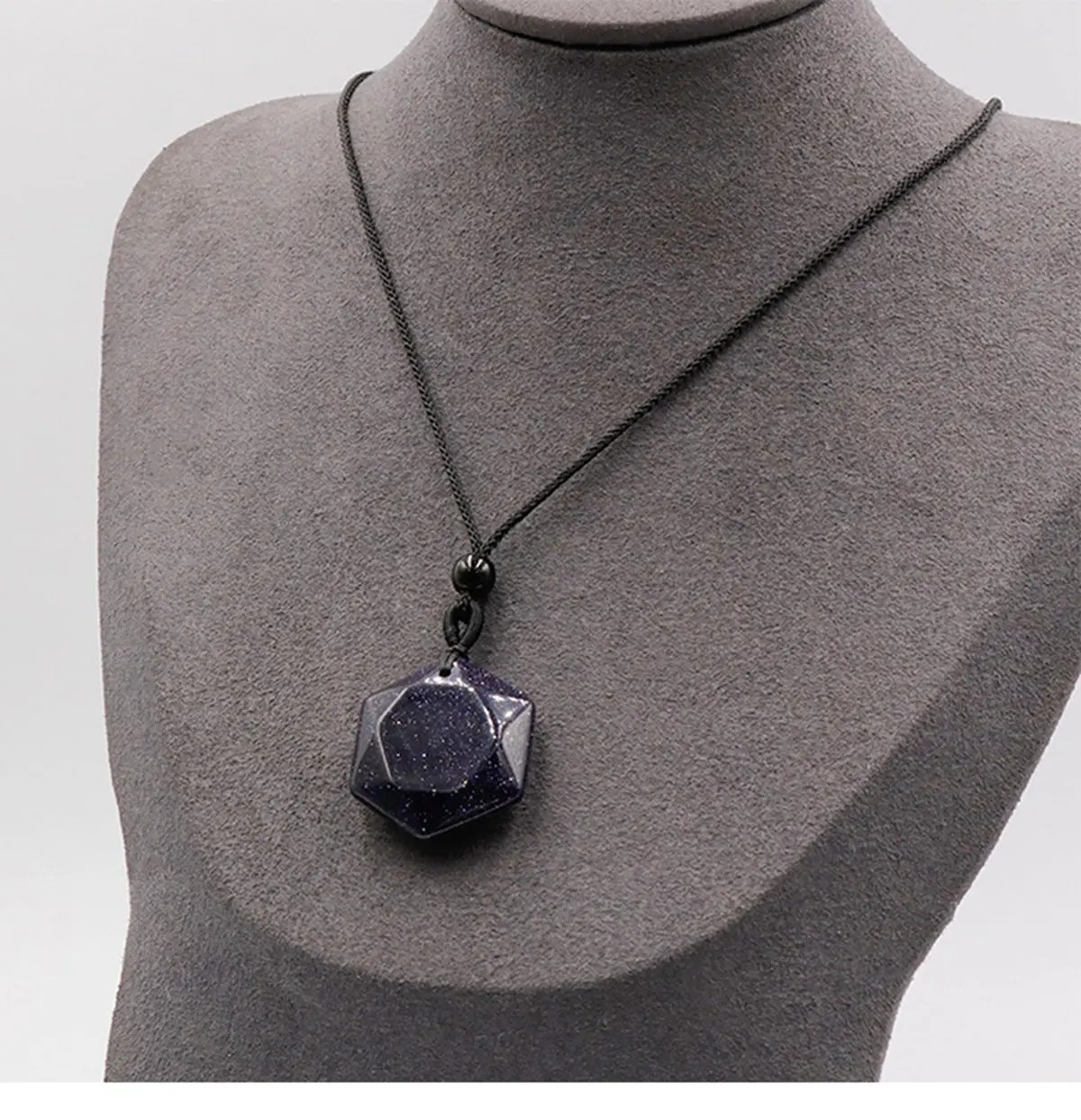 6PCS Hot Sale Mixed Gemstones Star Hexagon Shape Necklaces Adjustable Cord