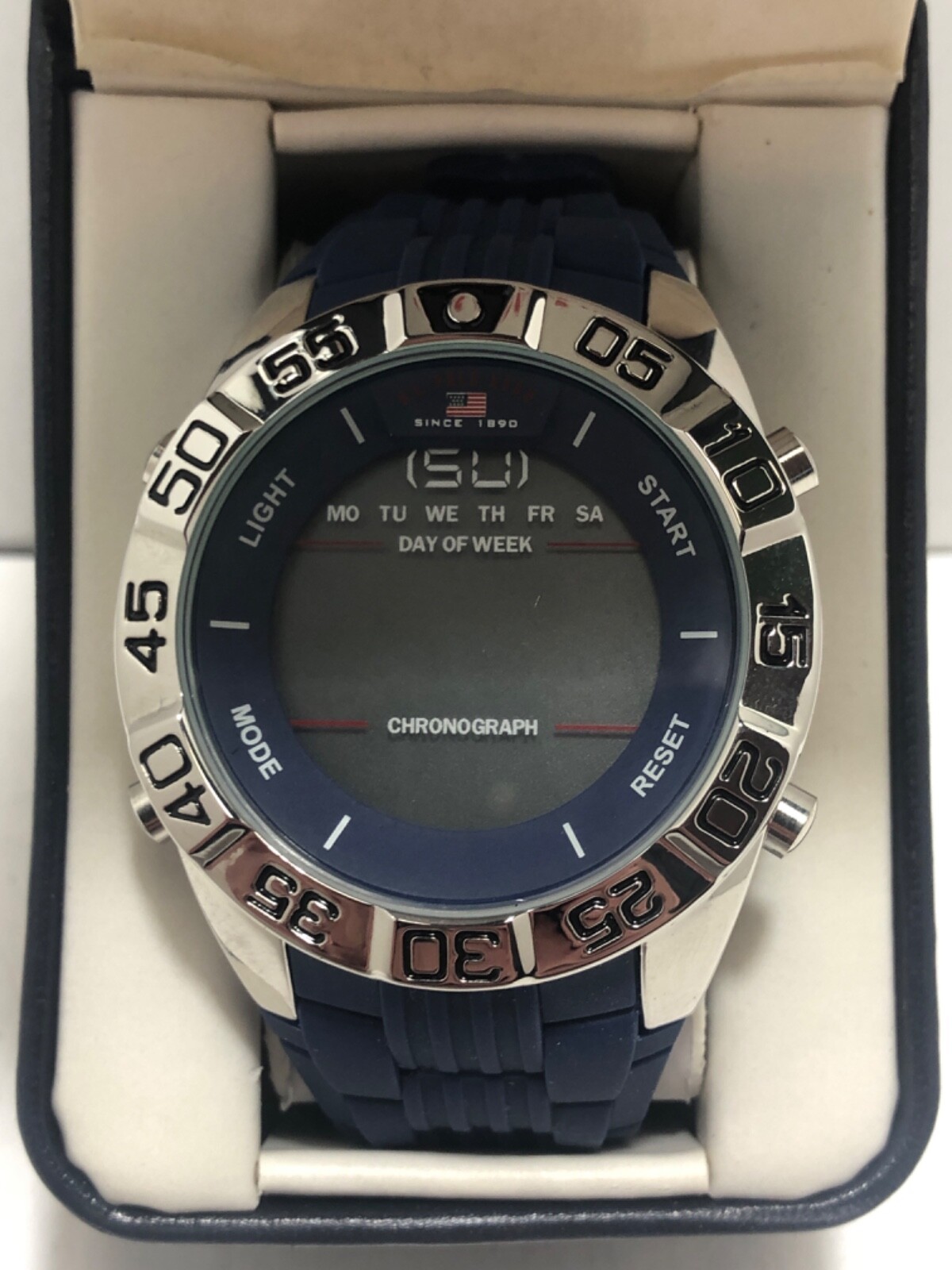 U.S. Polo Assn. Men’s Digital watch with blue strap New