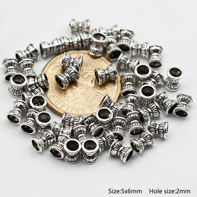 50pcs Tibetan Silver Metal Alloy Charms Loose Spacer Beads Jewelry Making DIY