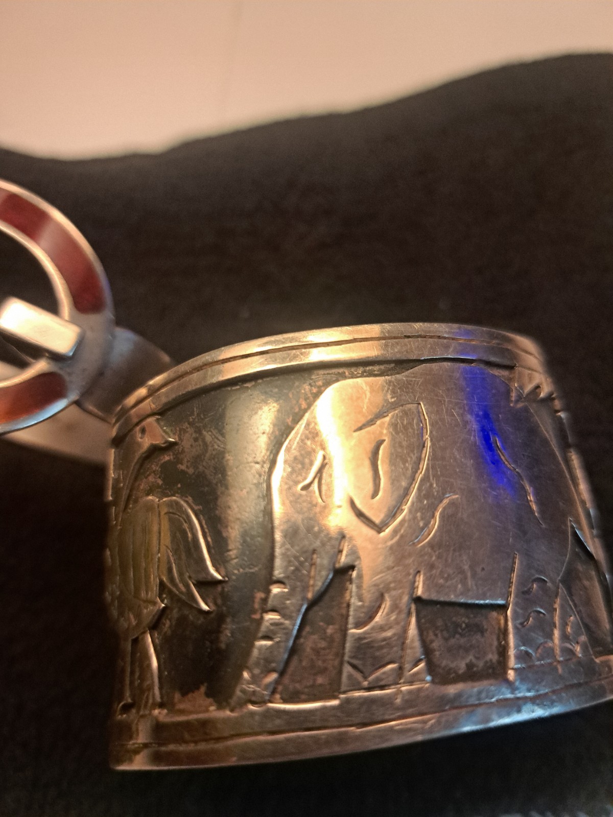 Tana Action Jewel Cuff, Animal Handmade Cuff 925 Stunning 800 Enamel Bracelet
