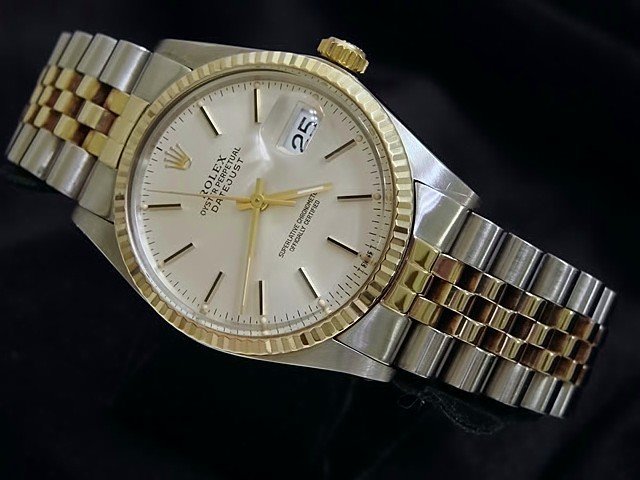 Rolex 2Tone 18K Gold/Stainless Steel Datejust Watch Silver Dial Jubilee 16013