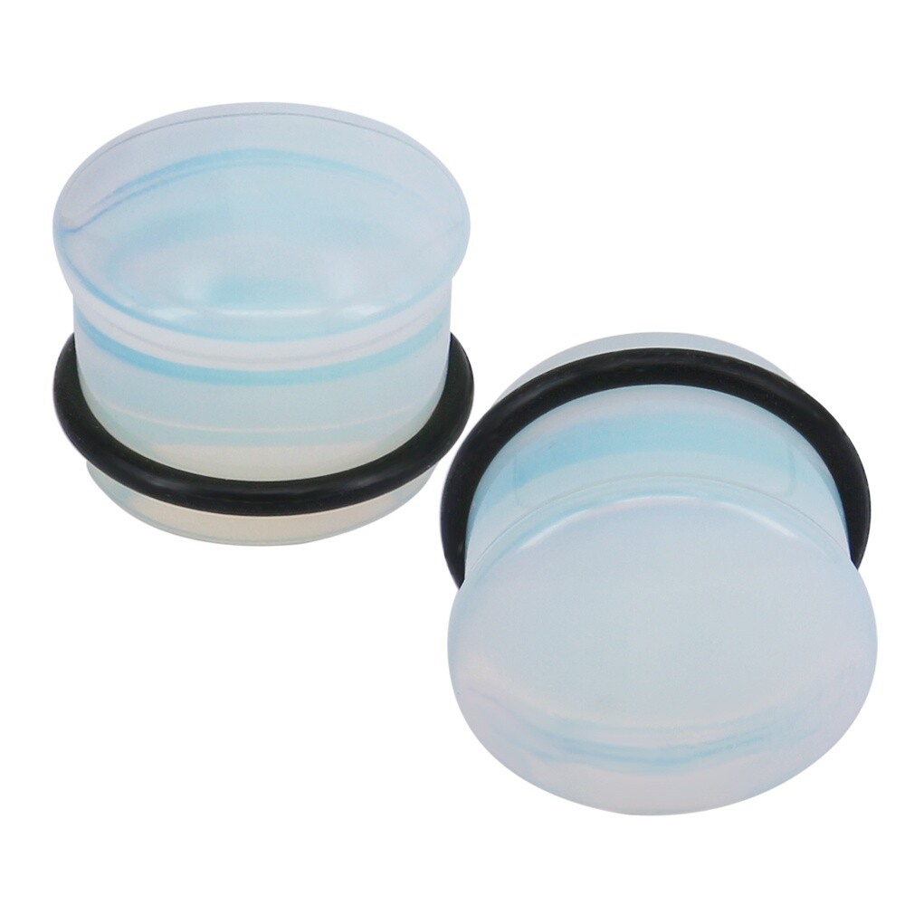 1 Pair Glass Ear Gauges Mushroom Single Flare Plug Ear Lobe Stretching Piercing