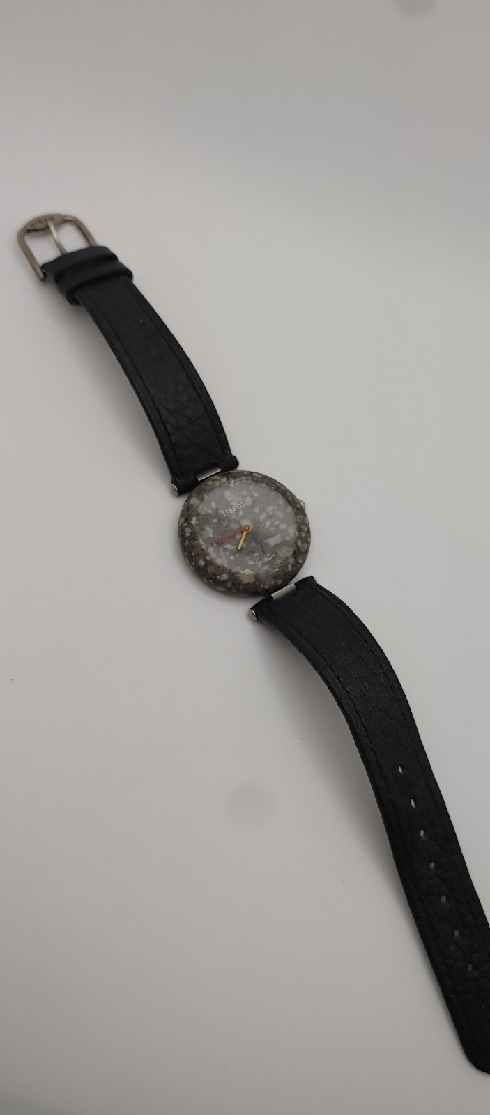 Tissot RockWatch Swiss Made Quartz Stone Case Gray Dial Black Leather 29mm