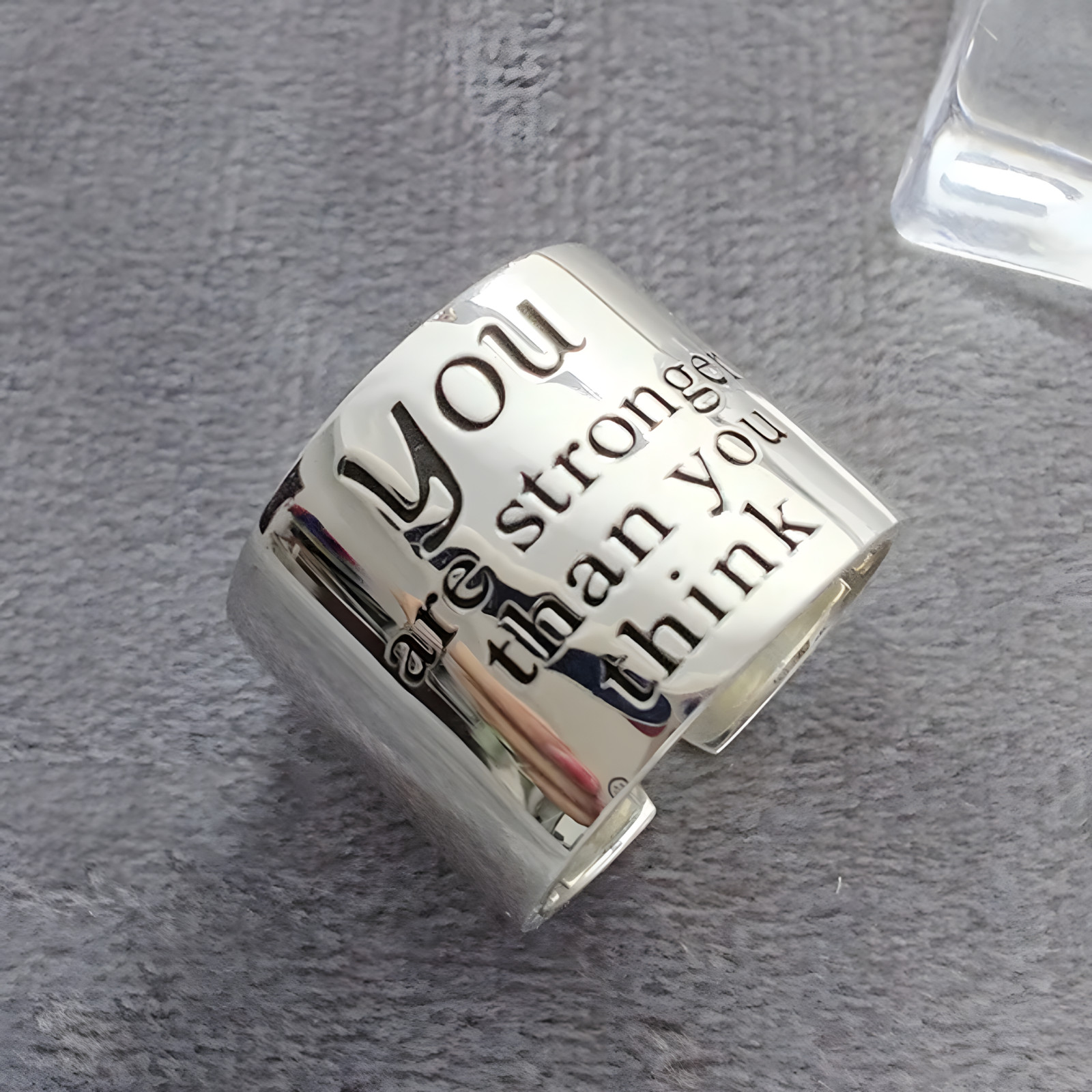 Sterling Silver Engraved Band Ring for Women, Adjustable Open Ring Polished 488