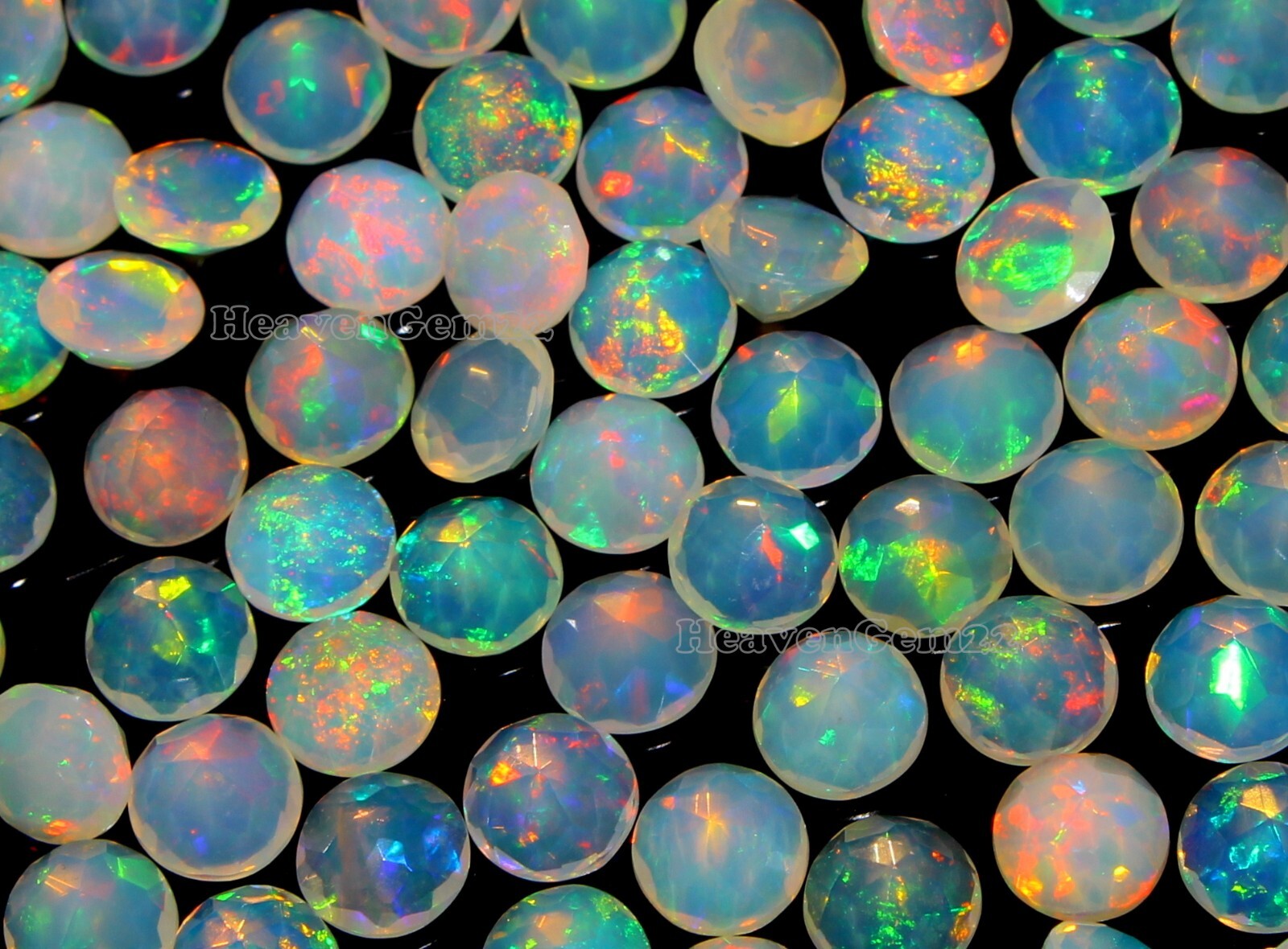 AAA Natural Ethiopian Multi Fire Opal 6x6mm Faceted Round Gemstone loose Stone