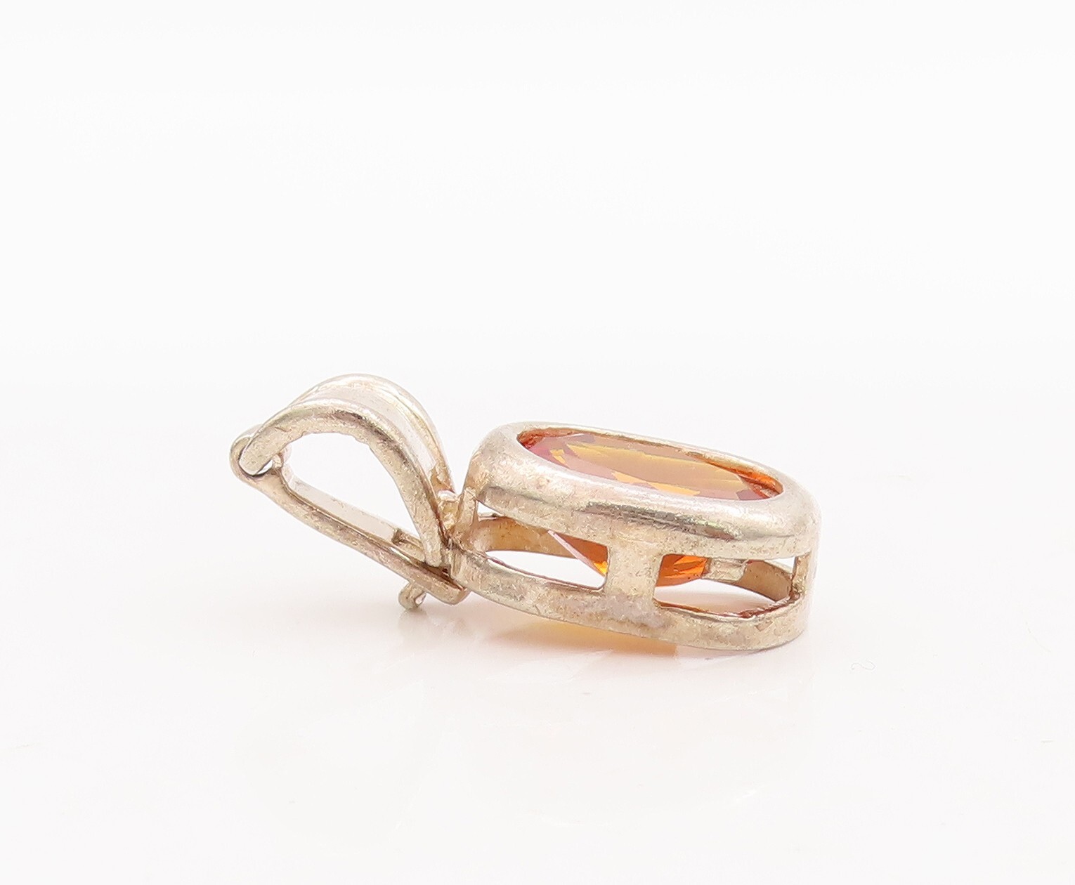 925 Sterling Silver Vintage Pendant Minimalist Oval Cut Citrine PT23438