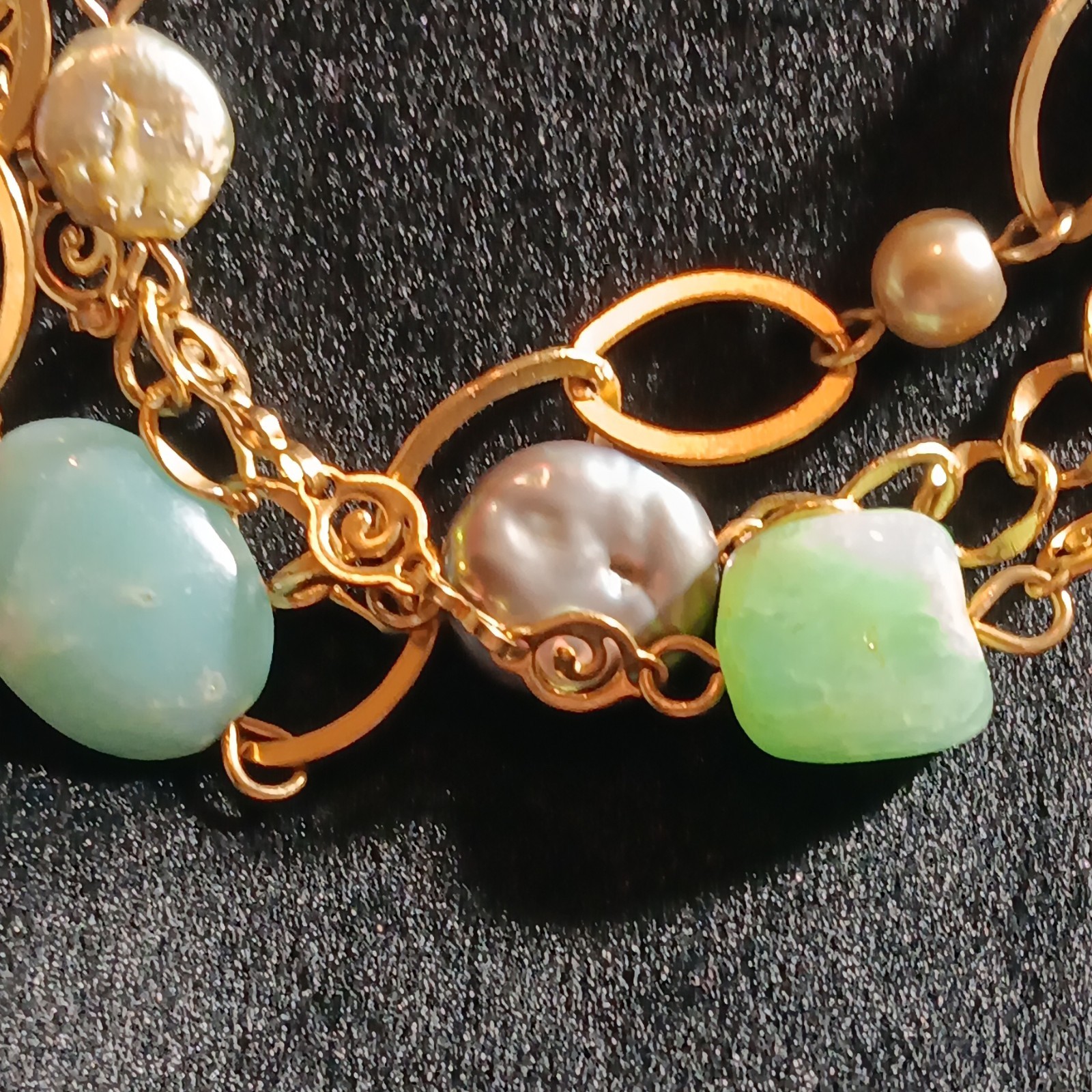 Liz Palacios S.F. Multi-Strand Gemstone and Pearl Charm Bracelet