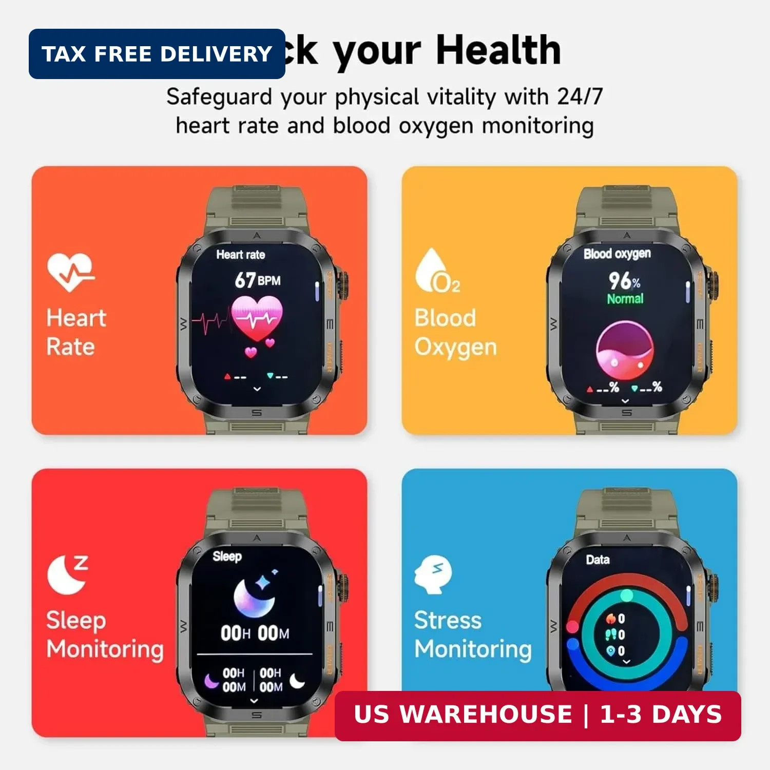 Military Smartwatch for Men, 2.01″ HD Screen reloj inteligente para Hombre, Answ