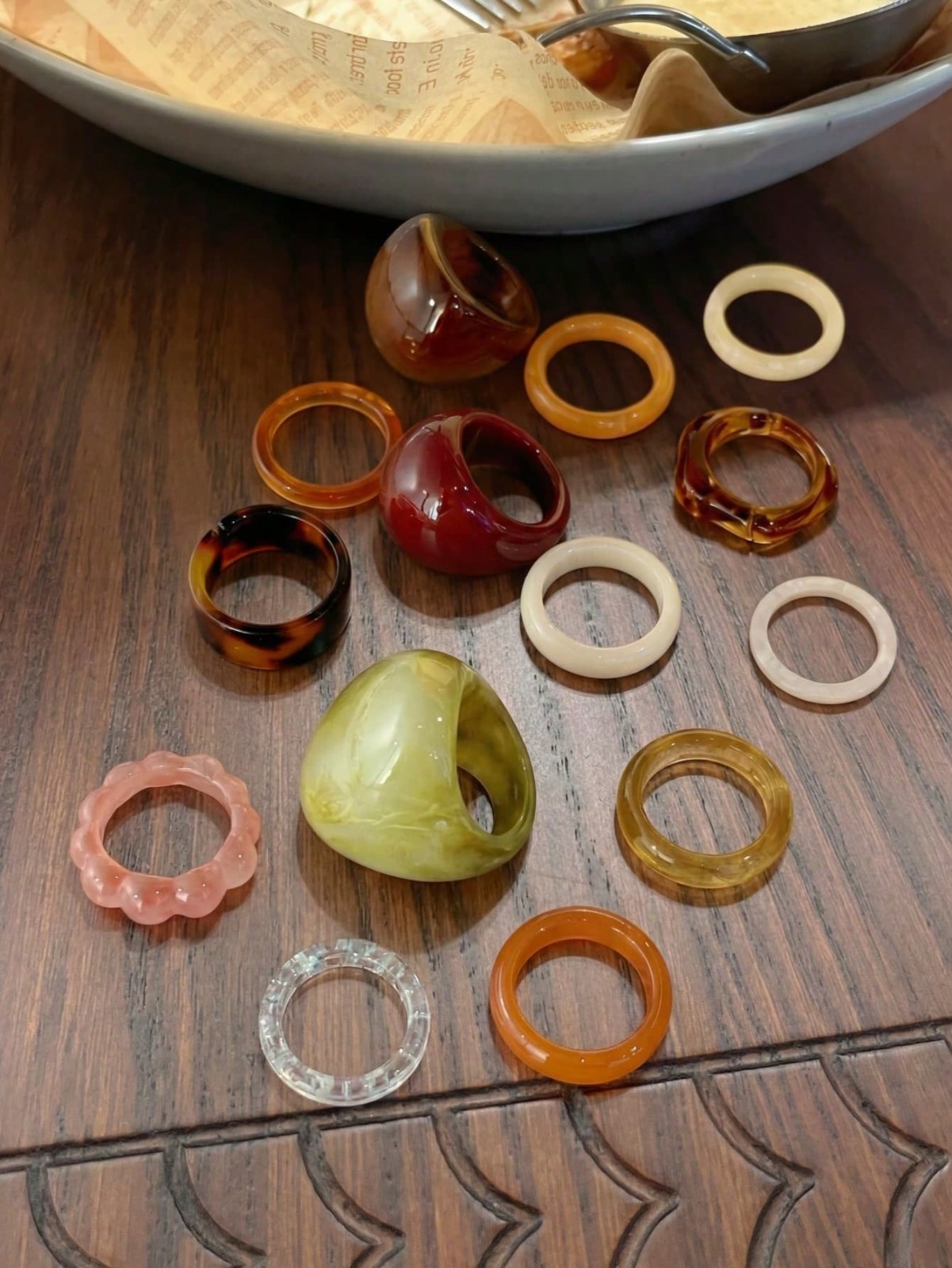 15PCS Geometric Transparent Resin Rings – Acrylic Crystal Ring Set Women Jewelry