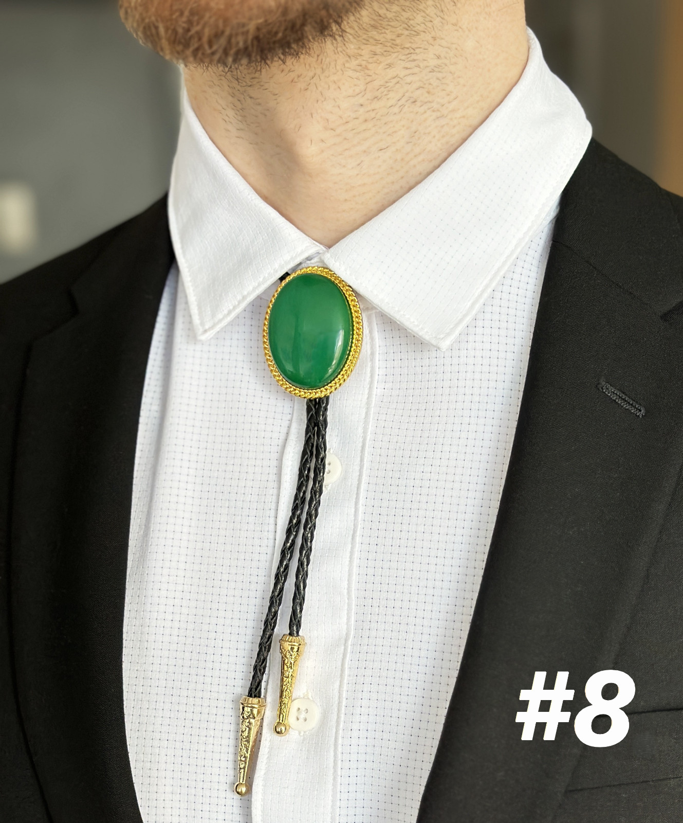 Bolo Tie Mens Wedding Necklace 38″ Leather Rope Western Cowboy Style