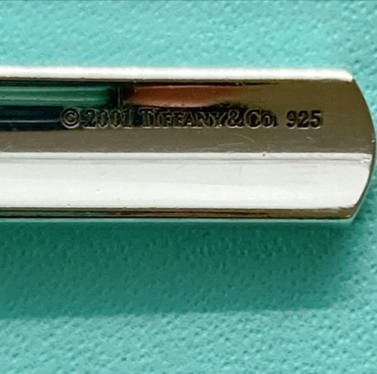 TIFFANY & CO 1937 Narrow BAR PENDANT Nacklace Sliver External Chain