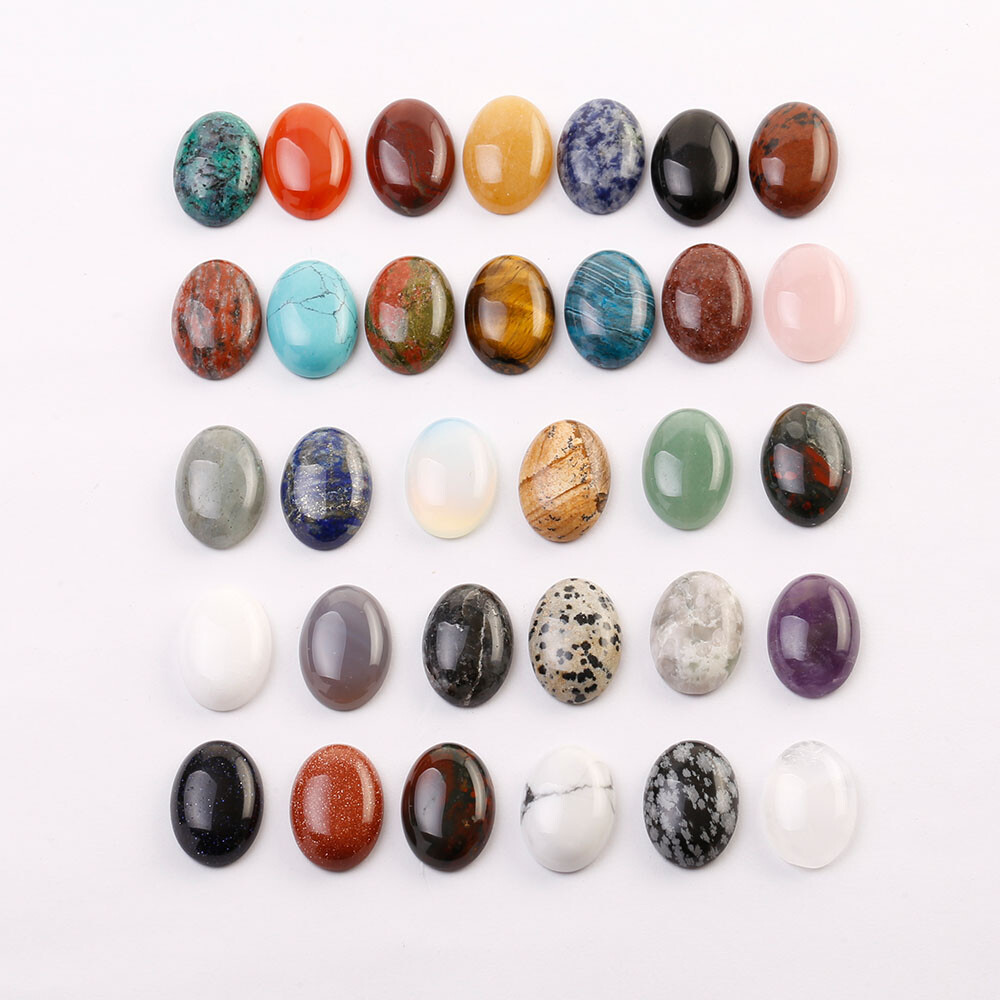 Natural Stone Oval Flatback Cabochon Jewelry Making Ring Bead 18x25mm 12pcs