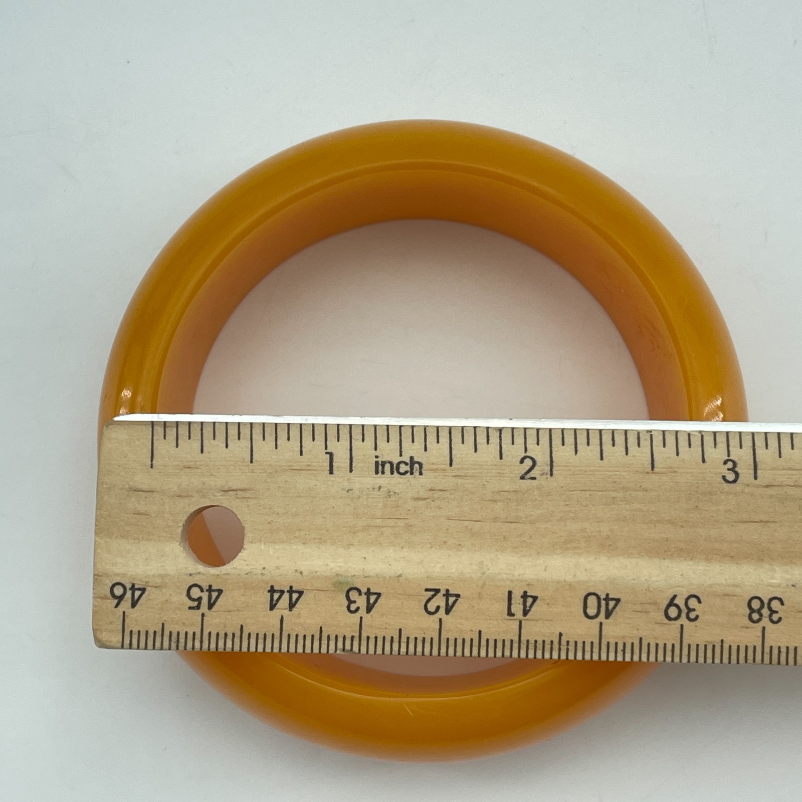 BAKELITE Bangle Bracelet Womens Mustard Yellow Art Deco MCM Chunky Wide 1.25in