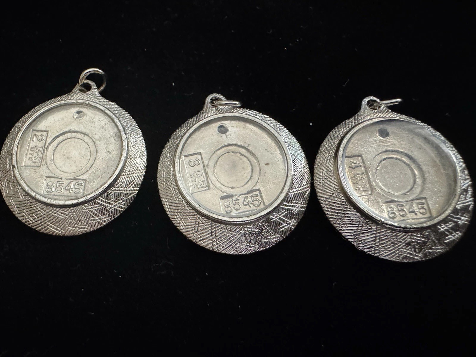 Vintage Round Lot of 3 Picture Pendants Stamped 8545