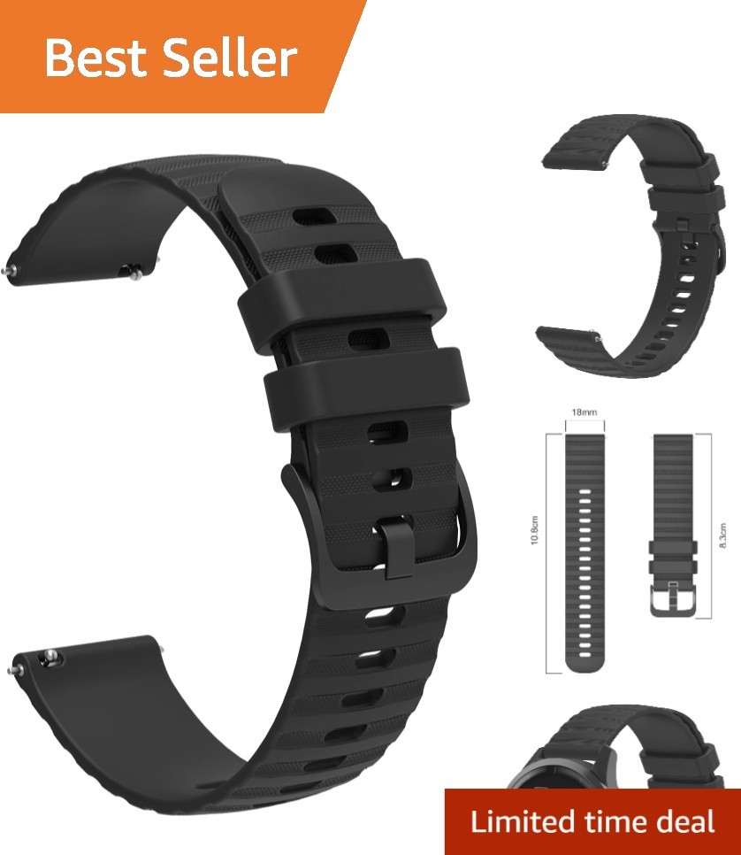 Stylish 18mm Silicone Wristband Compatible with Fossil & Garmin Smartwatches