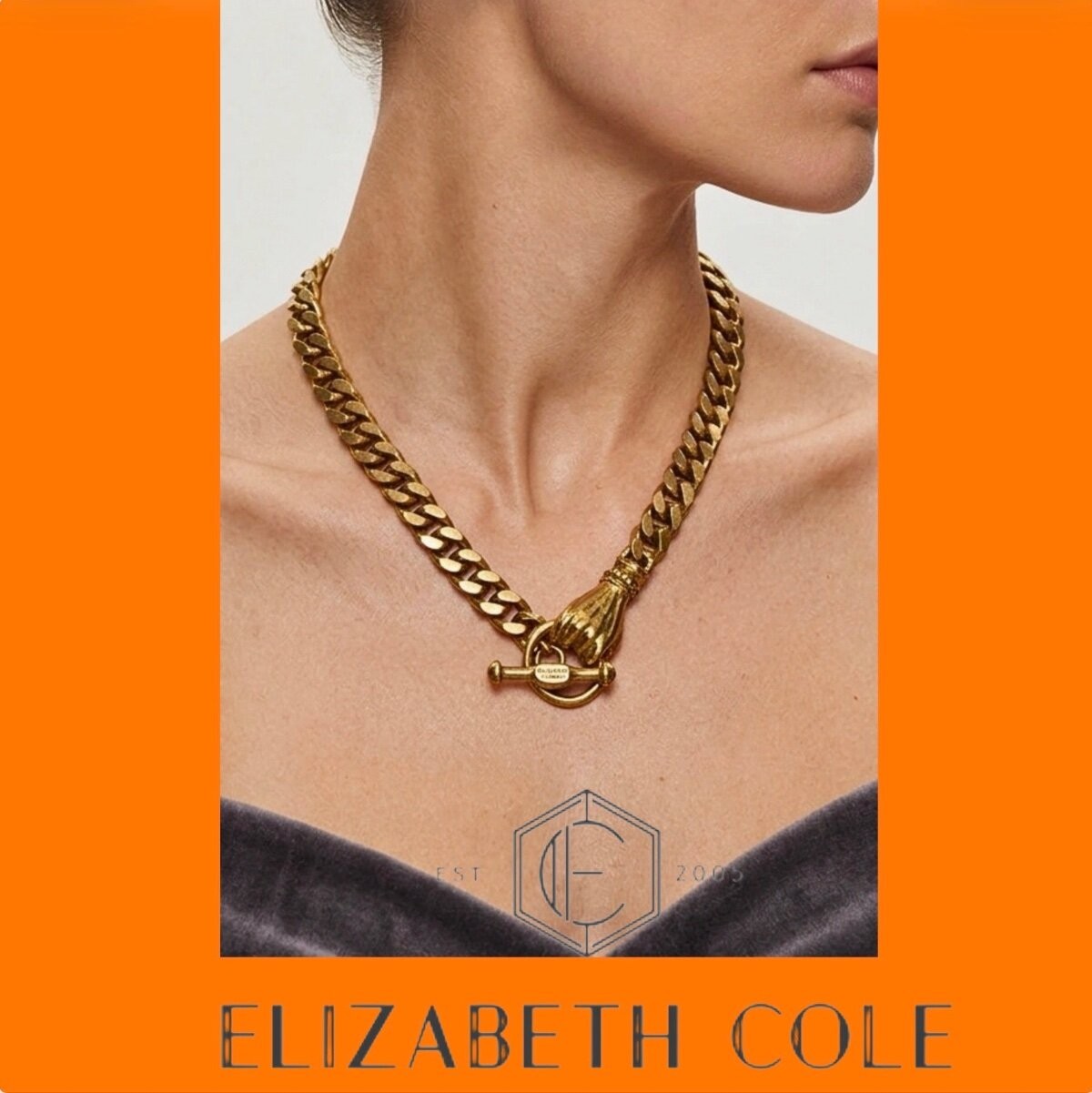 Elizabeth Cole Jewelry Oakley Necklace 24K Gold Plated