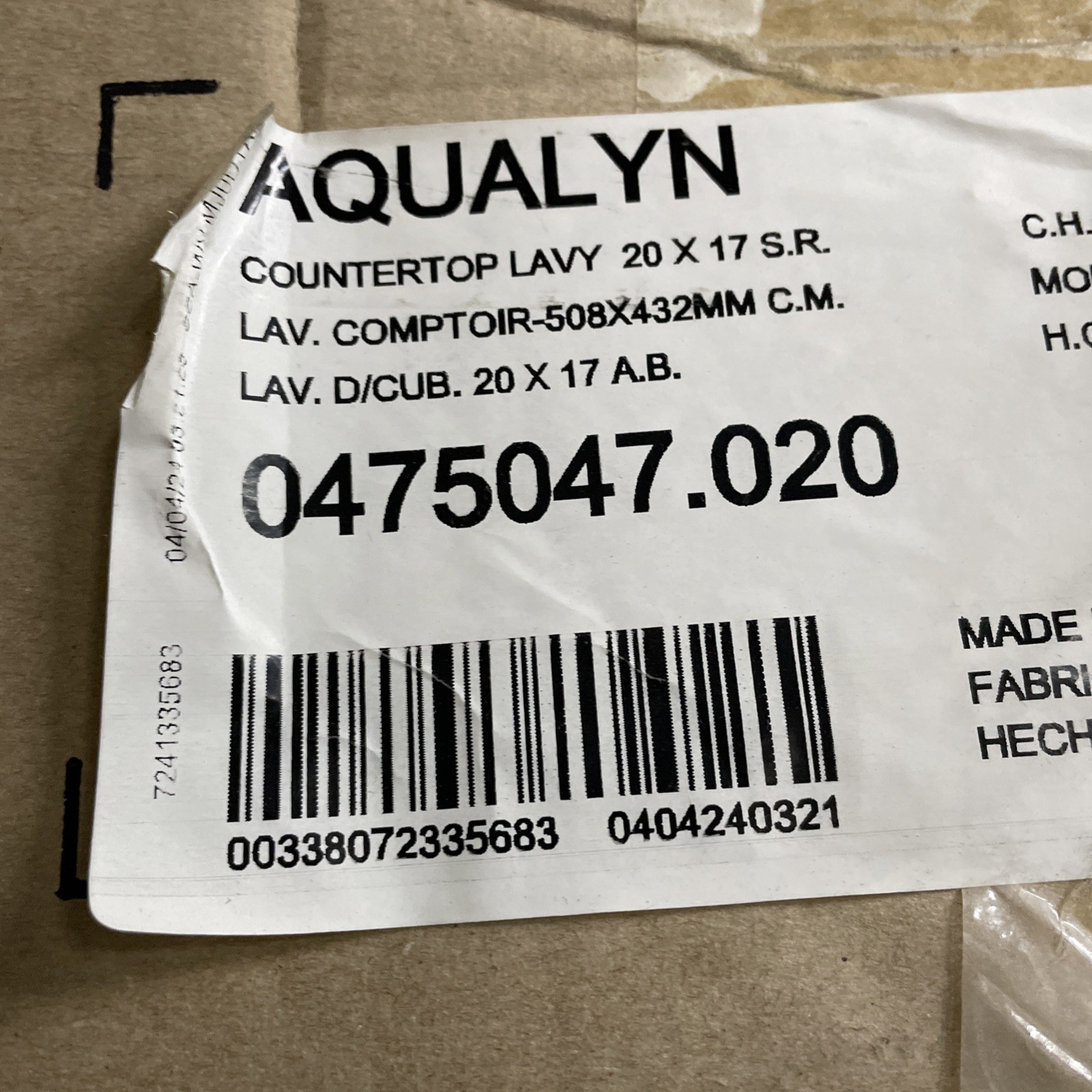 American Standard 0475047.020 Aqualyn Oval Drop-In Bathroom Sink, White,