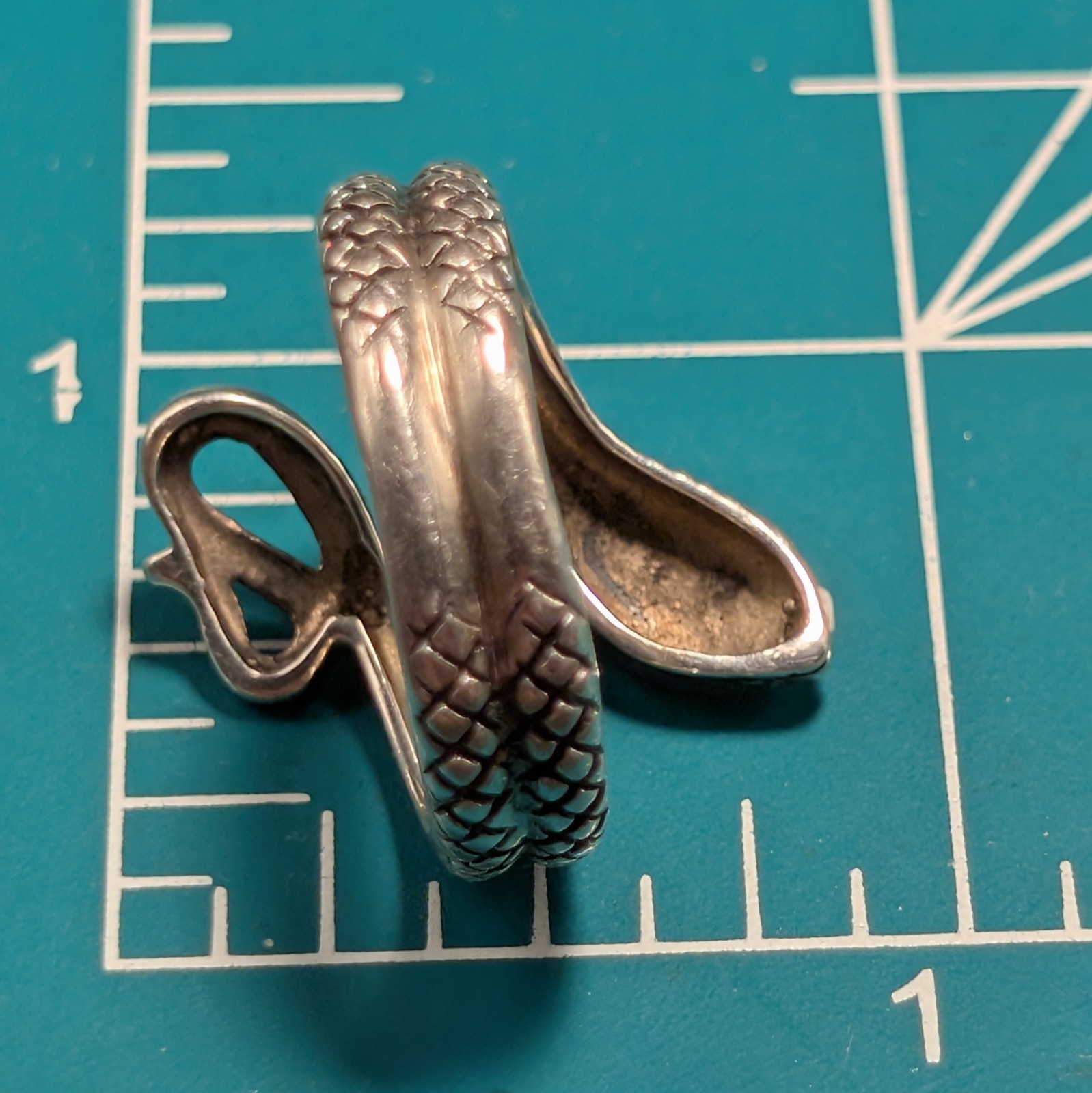 Sterling 925 Coiled Snake Ring Sz 6.75 Goth Wrapped Serpent Textured Design